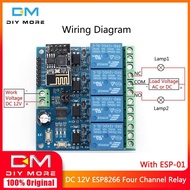 Original KKmol โมดูลรีเลย์4ช่อง &amp; ESP-01 WIFI โมดูลสำหรับสมาร์ทโฮมอัจฉริยะ โมดูลรีเลย์ WIFI สำหรับ Arduino Diymore DC 12V ESP8266