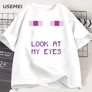Enderman Eyes Game T-shirts Funny Design Cotton Short Sleeve T Shirt Casual Round Neck Loose Graphic