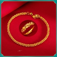 916 Lelong Gold Bracelet for Women Jewelery Bracelet+Adjustable Ring Gold Bracelet for Women