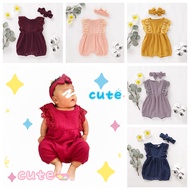 [HPB] 100% Cotton Ready Stock Baju Baby Girl Romper Ruffle Lace Patchwork Sleeveless Onesie Jumpsuit