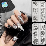【SPGH】 Metal Retro Circle 3D Punk Nails Art Charms, Black White, 30/60PCS, Nail Decoration Hot