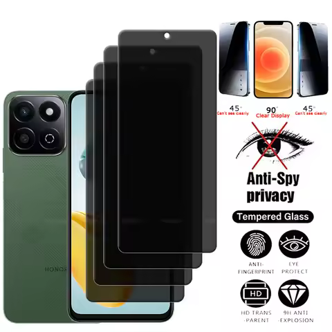 4Pcs For Honor X7C Glass Huawei Honor X7C Tempered Glass Privacy Anti-Spy Protective 9H HD Cover Glu