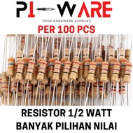 Package Contents 100 Pcs Carbon Film Resistors 1/ 2 0.5 Watt Many Ohm Values