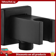 [In Stock]Brass Square 1/2 Inch Shower Hose Fitting Wall Mount Bracket with Spout Bathing Wall Fixed Seat Black