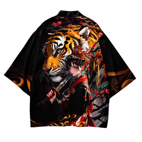 Japanese Kimono Women Haori Man Harajuku Cosplay Anime Beach Black Kimono Shirt Cardigan Haori Japan