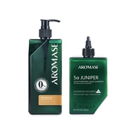 AROMASE Oily Dandruff Solution Kit ( 5α Juniper Scalp Purifying Liquid Shampoo 9.1 Fl Oz + Oily Dand