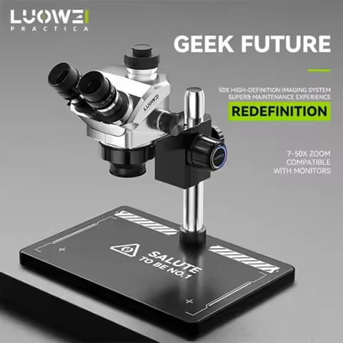 LUOWEI LW-TR01-B3TV 7-50X Trinocular Microscope 0.5X CTV Port WF10X/23 Eyepiece W/ Dust/Oil-Proof Le