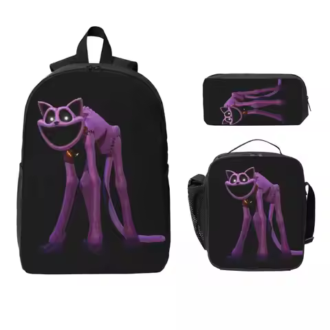 CATNAP Monster Backpack Student Boys Girls BookBag School Bag Laptop Shoulder Bags 3ps Insulated Lun