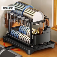 GSlife Black Dish Drying Rack Kitchen Rack Dish Rack Kitchen Storage Rack Installation free