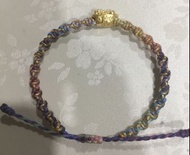 黃金純金9999招財元寶貔貅彩金蠟繩手鍊 貔貅手繩 重0.12錢 pure gold pixie bracelet 9999 24k 防水防臭