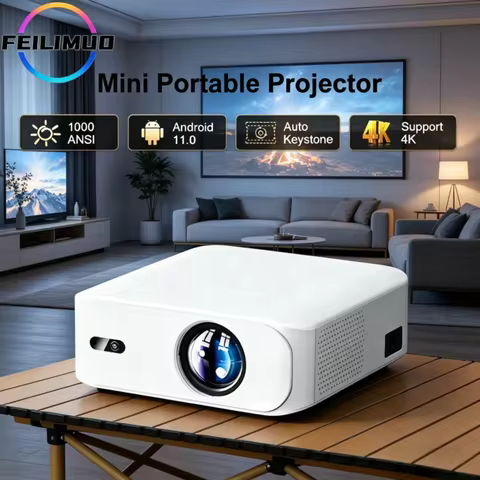 Feilimud L9W ultra Portable Projector Support 4K 1080P 2G+32G 1000 ANSI Auto Focus Wifi6 Home Outdoo