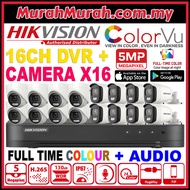 HIK HIKVISION COLORVU 5.0MP 16CH Package Set DVR + 16 Camera with Audio Mic Voice Record 5MP CCTV Ni