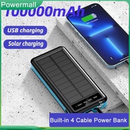 [COD] 100000mAh/50000mAh Solar Powerbank Wireless Powerbank Built-in 4 Cable Power Bank Powerbank Wi