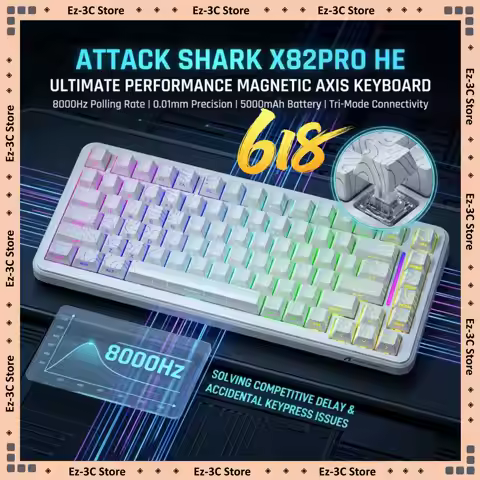Attack Shark X82PRO HE Tri-Mode Keyboard PBT Double Shot&Sublimation Keycap 8000HZ Wired Polling 0.0