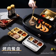 Taiwan Shipment 304 Stainless Steel Barbecue Dipping Seasoning Integrated Plate Korean Compartment S