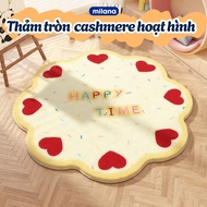 Milanahome Cashmere Round Rug, Cute Cartoon Decorative Rug for Bedroom