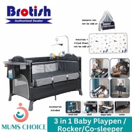 Brotish Foldable 2 layers play bed playpen with cradle function 4 adjustable layer Co-sleeper Size24