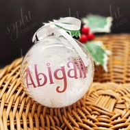 [Crafted in SG] Personalised Christmas Bauble with White Feathers | Christmas Gift Ball | Custom Nam