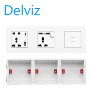 DELVIZ (EU/US/UK) RJ45+3-hole USB+5-hole PD wall power socket special socket for computer office equ