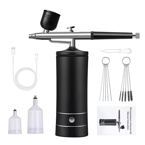 Portable Rechargeable Wireless Airbrush With Compressor Single Action Spray Gun For Face Beauty Nail
