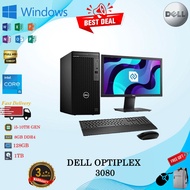 DELL OPTIPLEX 3080 MT INTEL CORE i5-10 GEN @3.1GHz 8GB RAM 128GB SSD 1TB HARD DRIVE WHOLE SET WITH 2