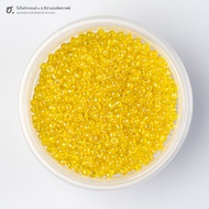 Sand Beads Size 3 Mm. Clear Yellow With Iridescent Sunny Shimmer