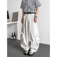 White Baggy Curved Jeans Men Summer Loose