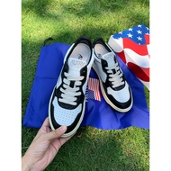 Pretty autry White Shoes Women Black White Color Matching Genuine Leather Thick-Soled Lace-Up Sneake