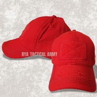 MERAH Red tactical hat POLOS | Red red red | Tactical velcro baseball caps | Red tactical army bdu h