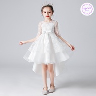 Children's Long Wedding Dress Skirt Fluffy Gauze Princess Dress 3-15 Years Old Medium Large Children