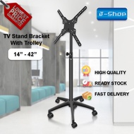 Portable Mobile TV Trolley Stand Rack Movable Adjustable LCD LED Monitor Bracket 14 - 42 inch 19/21/