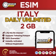 eSIM ITALY Daily Unlimited 2GB Data | eSIM Activated Instantly