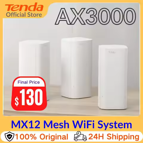 Tenda AX3000 WiFi 6 Mesh System Wireless Router MX12 Dual Band Mesh WiFi Router up to 7000 sq.ft. Wi