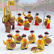Qing Dynasty Figurine Children's Small Brick Toy, Eunuch Guard on Horseback with Shield