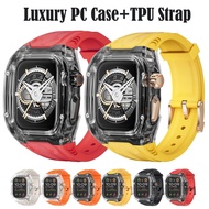 Luxury Transparent Case for iWatch Ultra 2/1 49mm 44mm 45mm Modification Kit for iWatch SE series 9 8 7 SE 6 5 4 Rubber Band+Cover