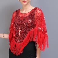 Hot Vintage Evening Cape 1920S Flapper Dress Accessories Shawls Scarves Wraps Poncho Sequin Beaded Fringe Cover Up