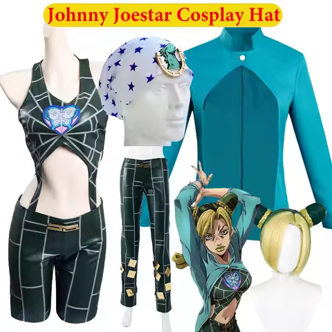 Dress- Up Johnny Joestar Jolyne Cujoh Cosplay Hat Cap Anime Bizarre Adventure White Headwear Hallowe