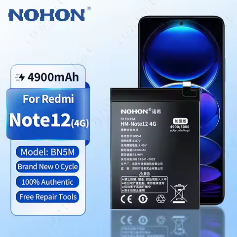 NOHON BN5M Battery for Xiaomi Redmi Note 12 4G 13 14 11 Pro Plus 10 9 8 7 6 5 Batteries BN5P BM5V BN