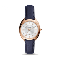 Fossil ES5116 Gabby Blue Three Hand Women Leather Strap Watch for womens