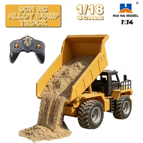 HUINA 9CH 1534 RC Alloy Dump Truck 1/18 Remote Control Electric Engineering Loading Car Model Toys w