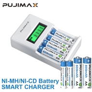 PUJIMAX battery charger AAA/AA 300/800mAh NI-MH battery Rechargeable battery 4slot LCD smart charger