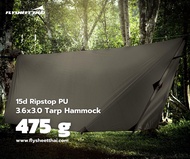 Flysheet Thai 15d MiniRipstop PU 3.6x3 tarp hammock 2000mm ฟลายชีท ทาร์ป กันฝนกันน้ำ