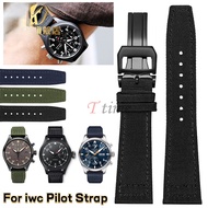 20mm 21mm 22mm Nylon Canvas Watch Band for IWC PILOT Portugal Fabric Watch Bracelet Black Armygreen Blue Cowhide Wrist Strap Replacement
