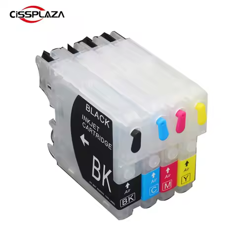CISSPLAZA Refillable ink Cartridge compatible for brother LC39 LC980 lc60 lc975 DCP J125 J315W J515W