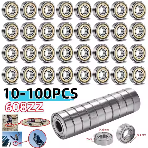 10-100pcs 608ZZ Carbon Steel Deep Groove Ball Bearings for Longboard Skates Roller Skates Frictionle