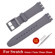 Soft Black Blue Gray Silicone Bracelet 16mm 17mm 19mm 20mm Watch Band for Swatch Strap Replacement Watches Accessories with Tool