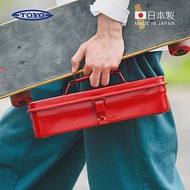 【日本TOYO】T-320 日製方型提把式鋼製單層工具箱 -鐵紅