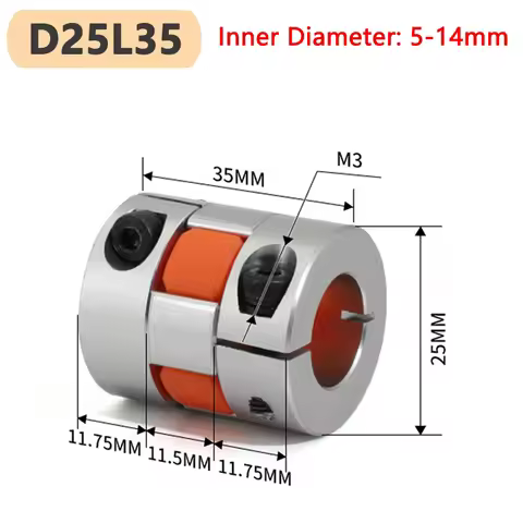 1pc D25L35 Plum Spider Flexible Motor Coupler Aluminium Elastic Jaw Coupling D25 L35 Bore 5/6/6.35/7