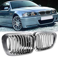 Chrome Front Grille Grill Kidney Vent For BMW E46 Sedan 2001 2002-2006
