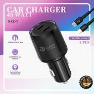 DAP D-CC45 Car Charger (45W & 30W) Dual Type-C Port Fast Charging Including Type-C Cable Car Charger